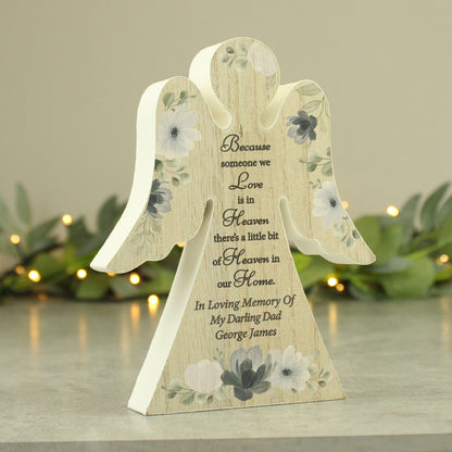 Personalised Memorial Wooden Angel Ornament