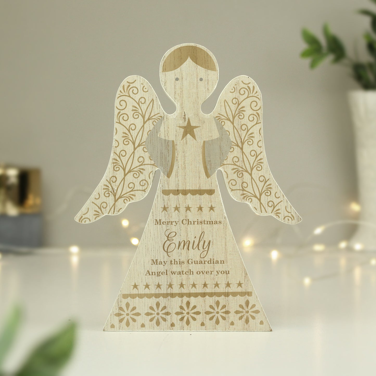 Personalised Christmas Angel Wooden Ornament