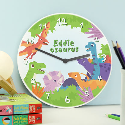 Personalised Dinosaur Wooden Childrens Clock