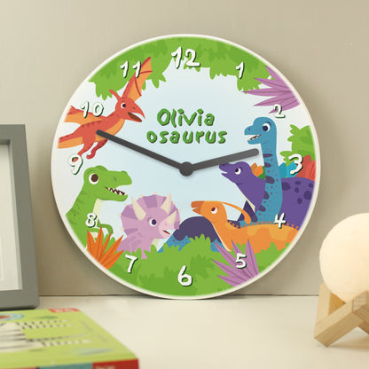 Personalised Dinosaur Wooden Childrens Clock