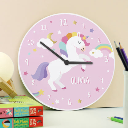 Personalised Unicorn Wooden Childrens Clock