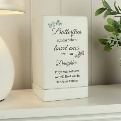 Personalised Butterflies Appear Small Wooden Urn