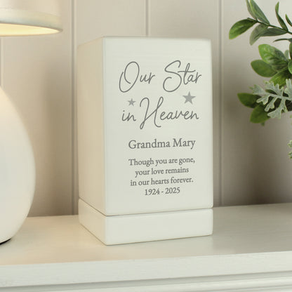 Personalised Our Star in Heaven Small Wooden Urn