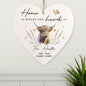 Personalised Highland Cow Hanging Heart Ornament