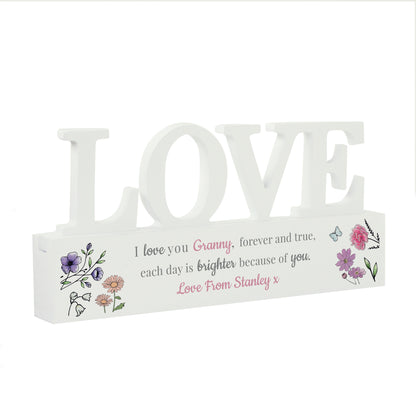 Personalised Wild Flowers Love Ornament