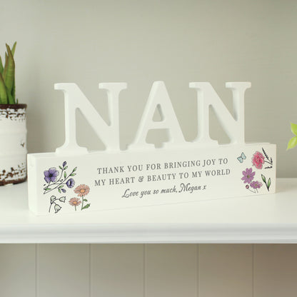 Personalised Wild Flowers Nan Ornament