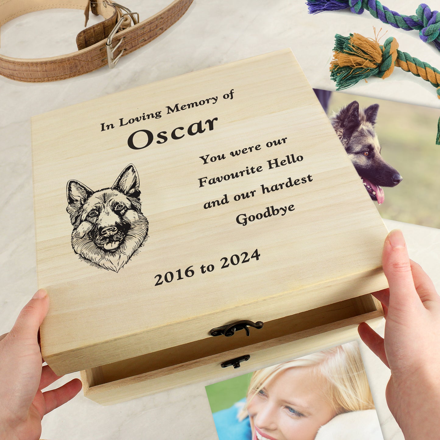 Personalised Dog Breed Memorial Large Keepsake Box