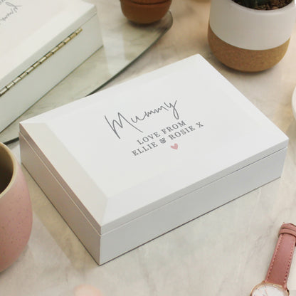 Personalised White Wooden Jewellery Box