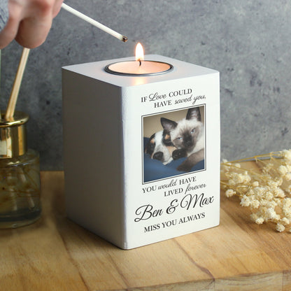 Personalised Pet Photo Upload Memorial Tealight Holder