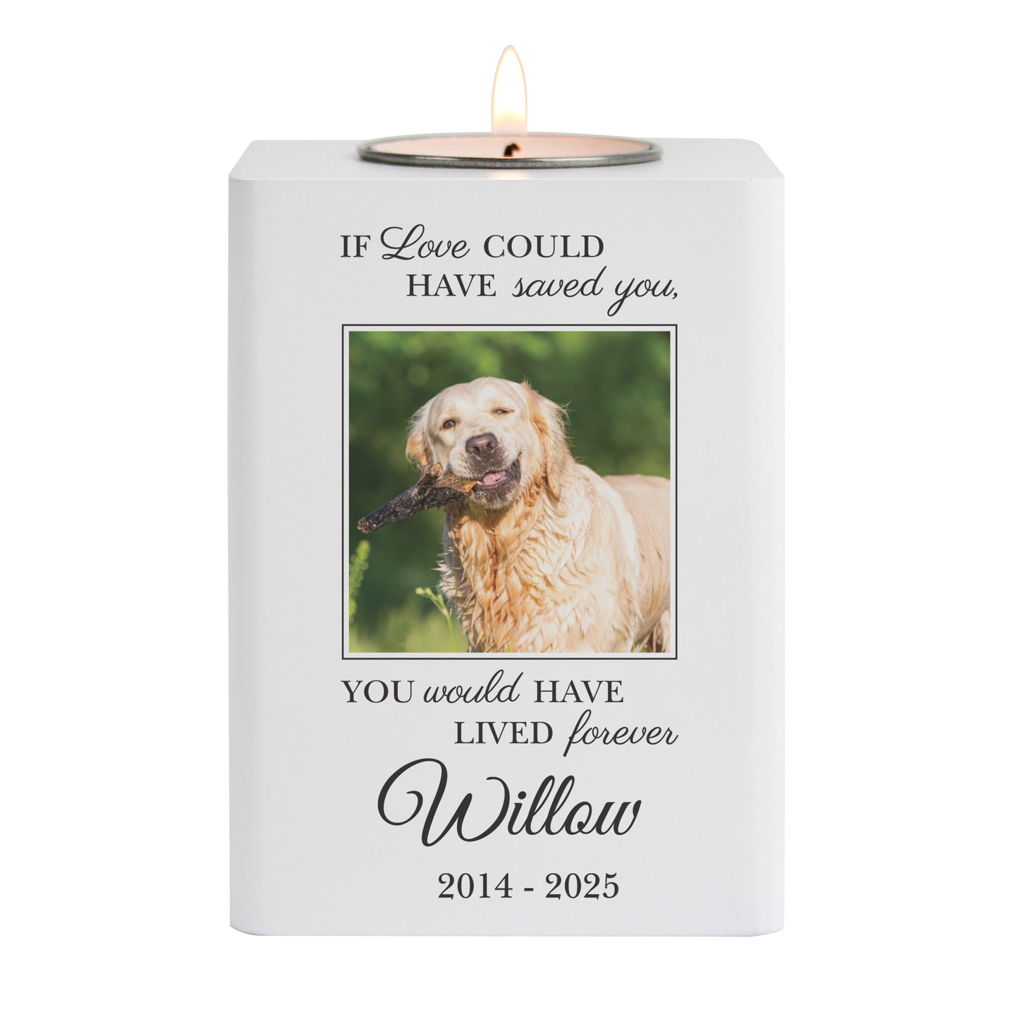 Personalised Pet Photo Upload Memorial Tealight Holder