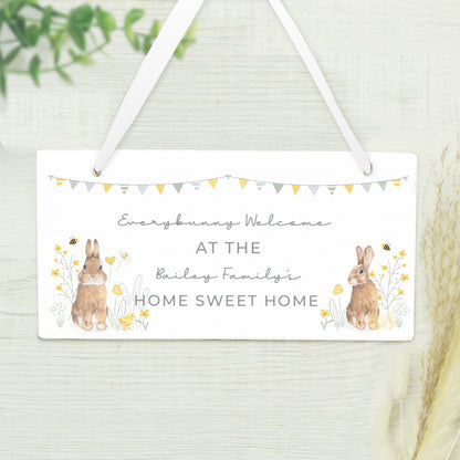 Personalised Spring Bunny Wooden Sign