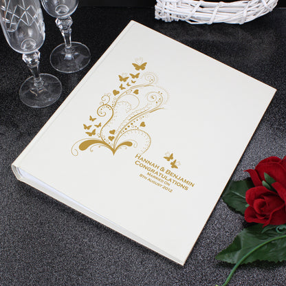 Personalised Gold Butterfly Swirl Traditional Photo Album