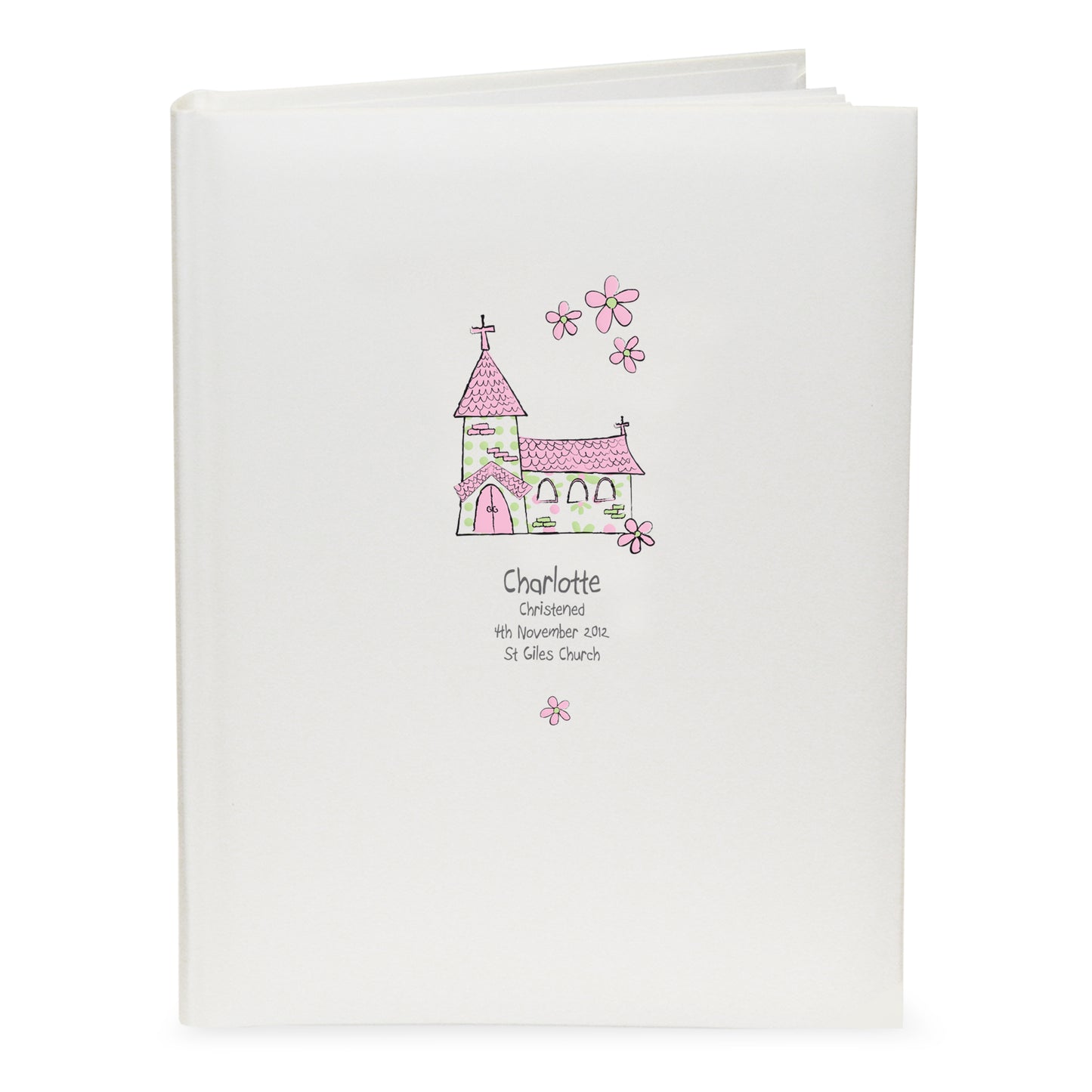 Personalised Whimsical Church Pink Traditional Photo Album