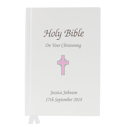 Personalised Pink Cross Bible