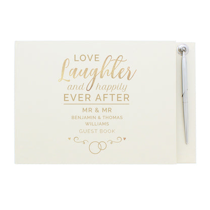 Personalised Happily Ever After Wedding Hardback Guest Book & Pen