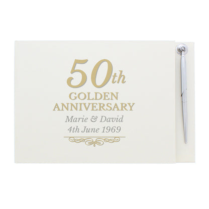 Personalised 50th Golden Anniversary Hardback Guest Book & Pen