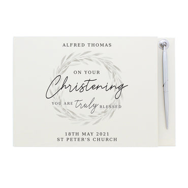 Personalised 'Truly Blessed' Christening Hardback Guest Book & Pen