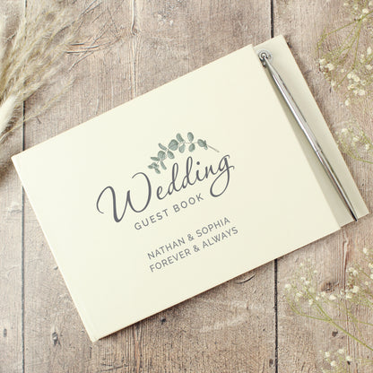 Personalised Botanical Wedding Guest Book & Pen