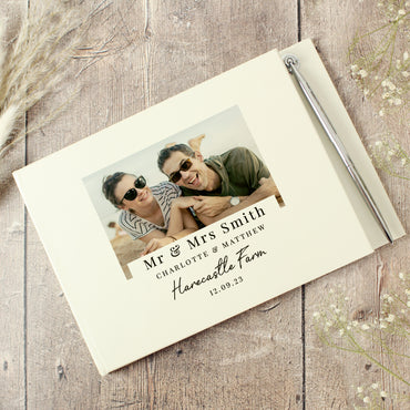 Personalised Photo Upload Hardback Guest Book & Pen