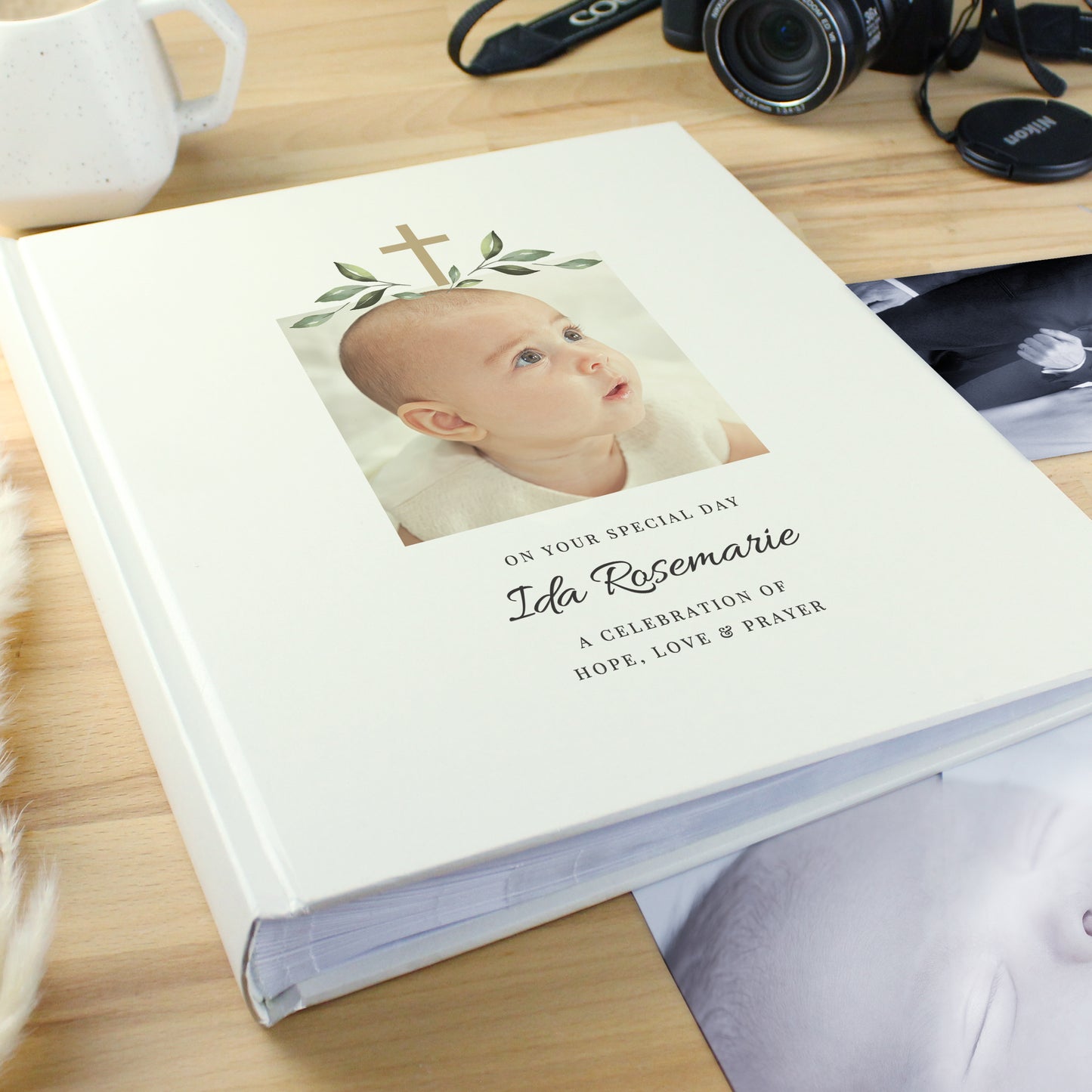 Personalised Religious Cross Photo Upload Traditional Photo Album