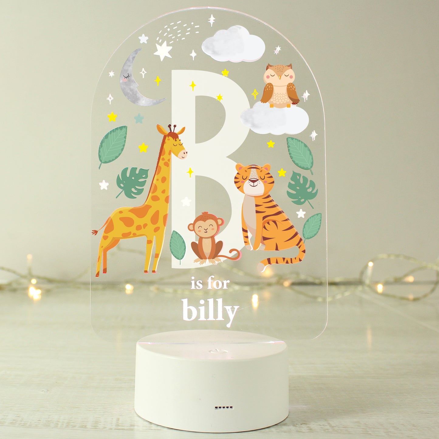 Personalised Animal Alphabet LED Colour Changing Night Light