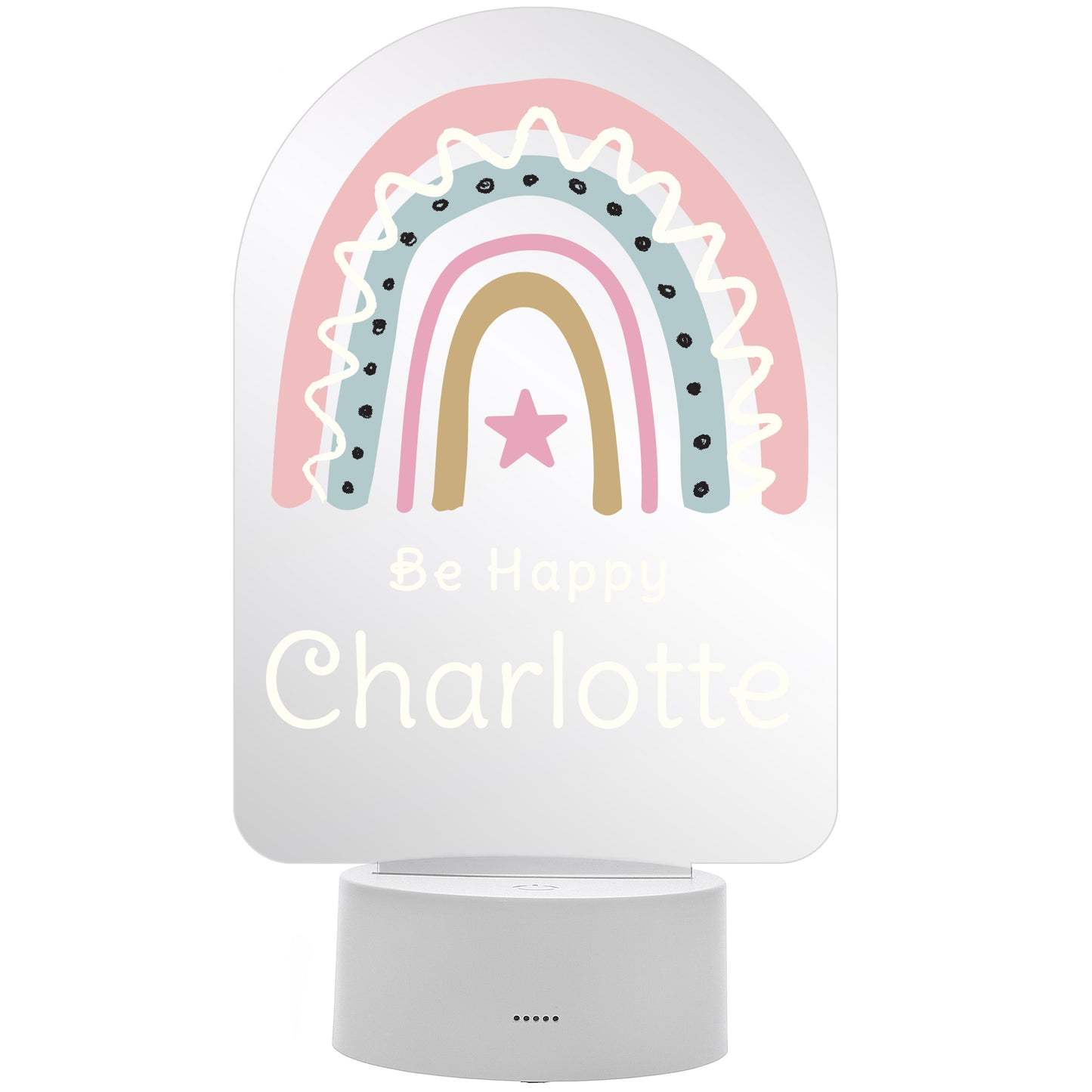 Personalised Pink Rainbow LED Colour Changing Night Light