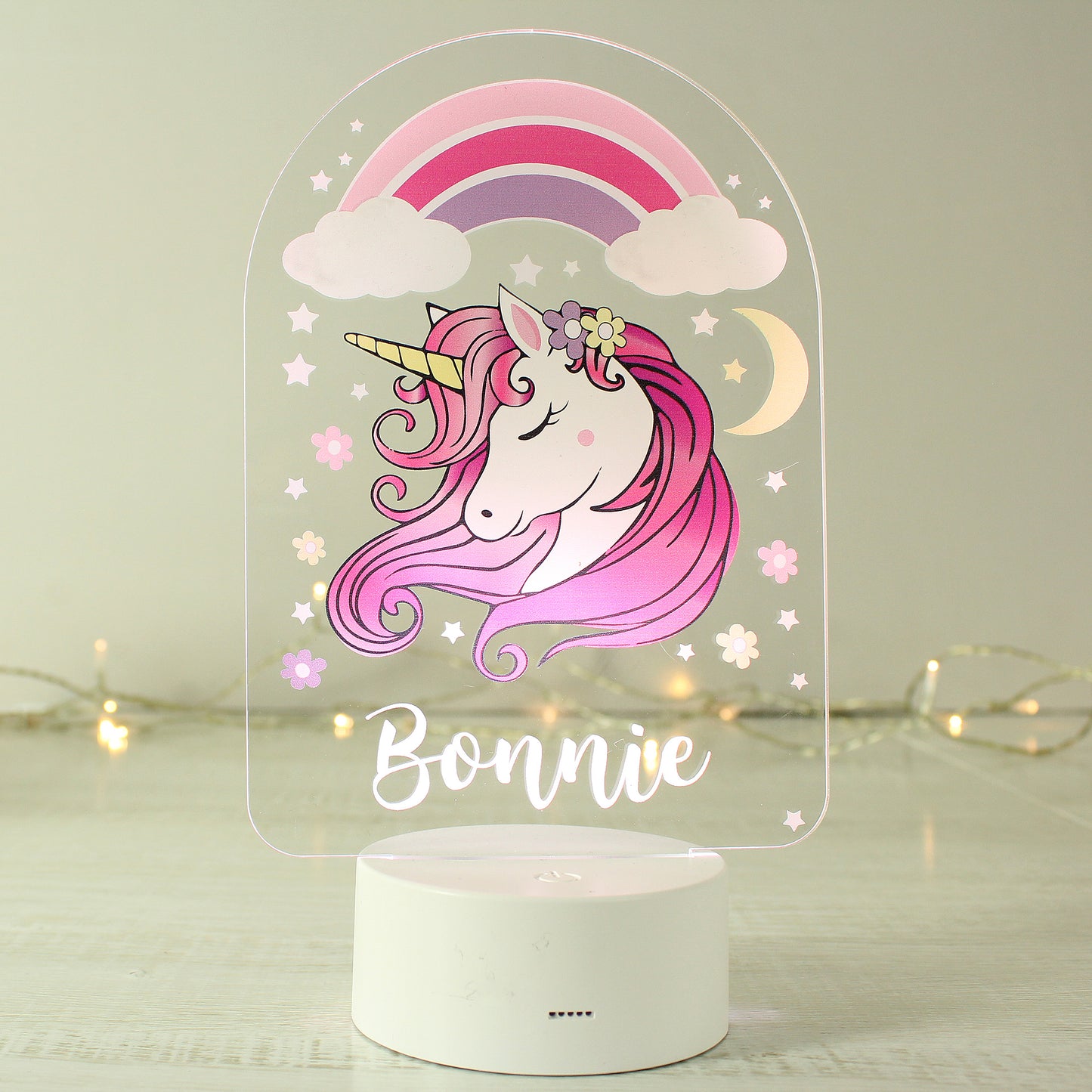 Personalised Pink Unicorn LED Colour Changing Night Light