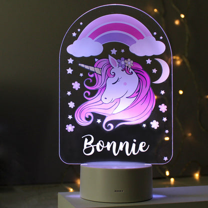 Personalised Pink Unicorn LED Colour Changing Night Light