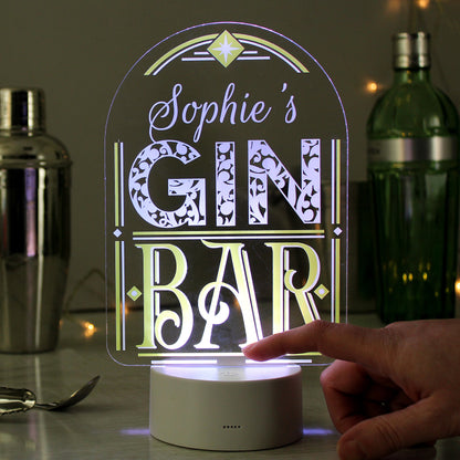 Personalised LED Colour Changing Gin Bar Sign