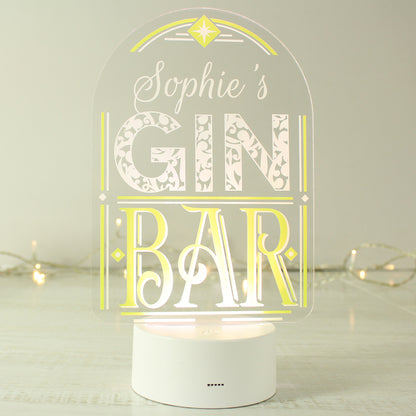 Personalised LED Colour Changing Gin Bar Sign