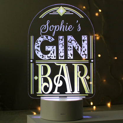 Personalised LED Colour Changing Gin Bar Sign