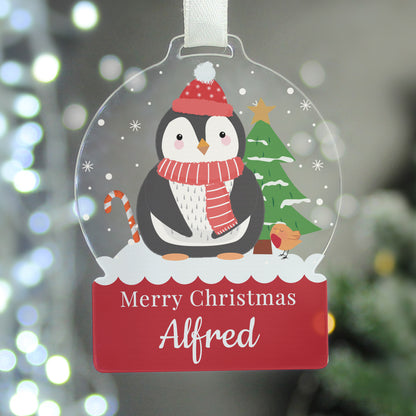 Personalised Penguin Acrylic Snowglobe Decoration