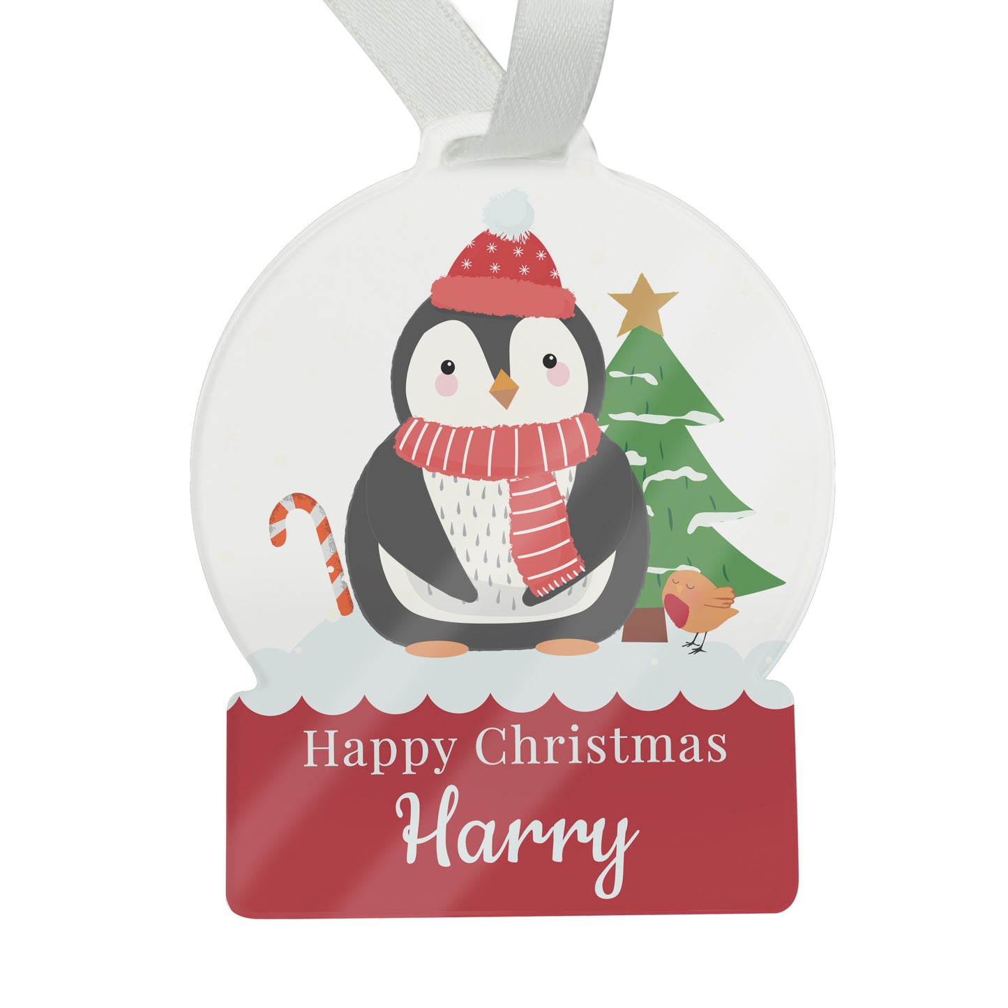 Personalised Penguin Acrylic Snowglobe Decoration