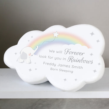 Personalised Rainbow Elephant Cloud Memorial Resin Stone