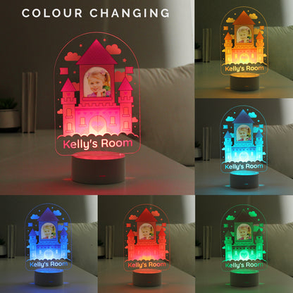 Personalised Pink Castle Photo Upload LED Colour Changing Night Light