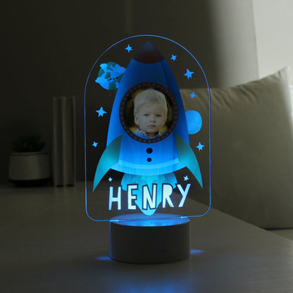 Personalised Rocket Photo Upload LED Colour Changing Night Light