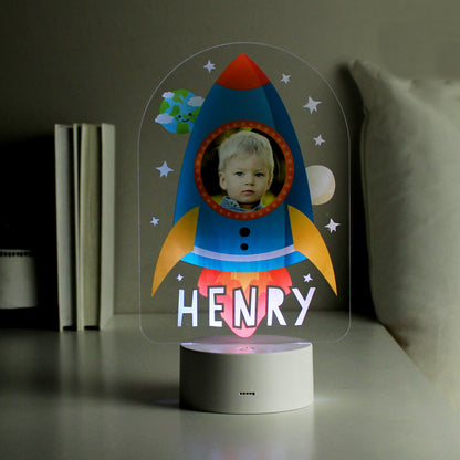 Personalised Rocket Photo Upload LED Colour Changing Night Light