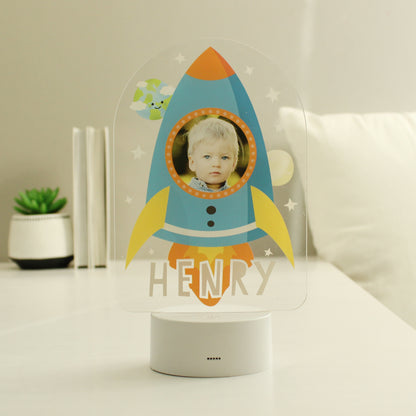 Personalised Rocket Photo Upload LED Colour Changing Night Light