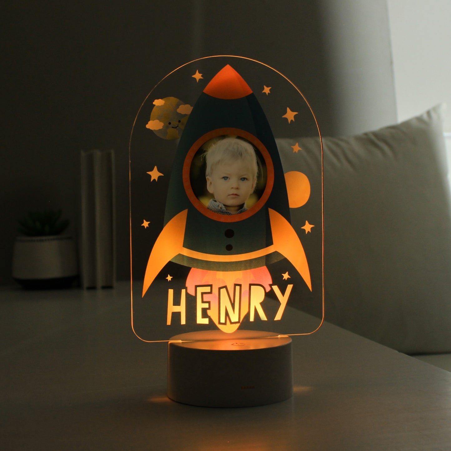 Personalised Rocket Photo Upload LED Colour Changing Night Light