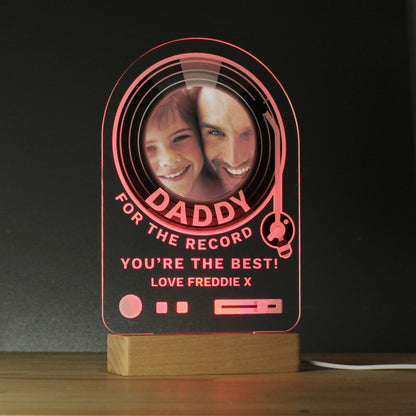 Personalised Record Photo Upload Wooden Based LED Light