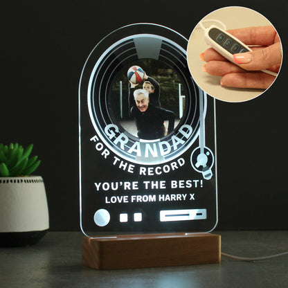 Personalised Record Photo Upload Wooden Based LED Light