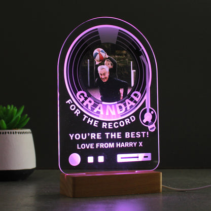 Personalised Record Photo Upload Wooden Based LED Light