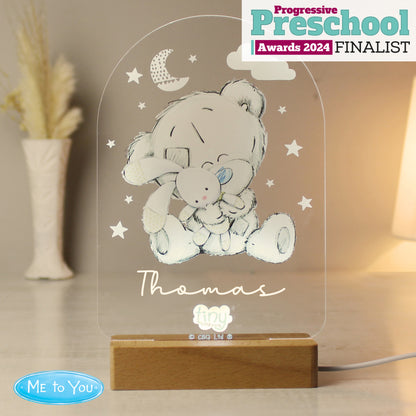 Personalised Tiny Tatty Teddy Wooden Based LED Light