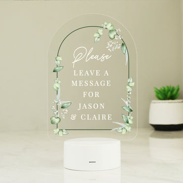 Personalised Botanical LED Colour Changing Wedding Sign