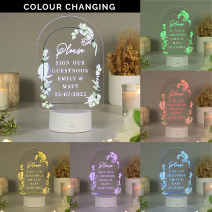 Personalised Botanical LED Colour Changing Wedding Sign