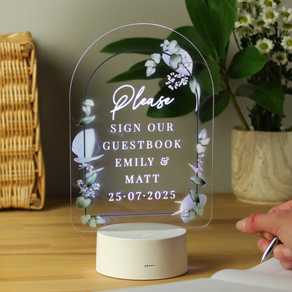 Personalised Botanical LED Colour Changing Wedding Sign