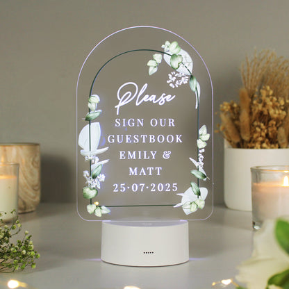 Personalised Botanical LED Colour Changing Wedding Sign