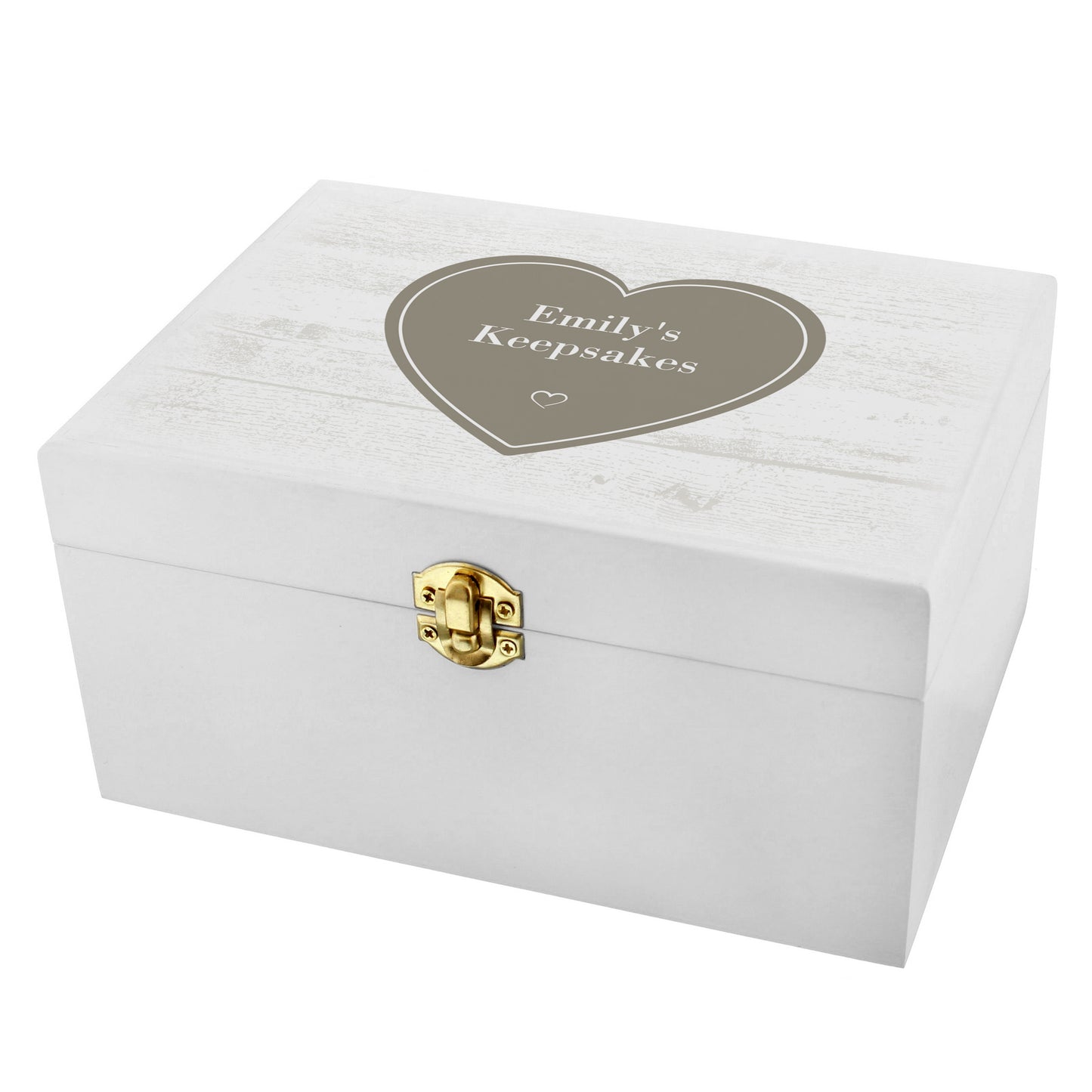 Personalised Rustic Heart White Wooden Keepsake Box