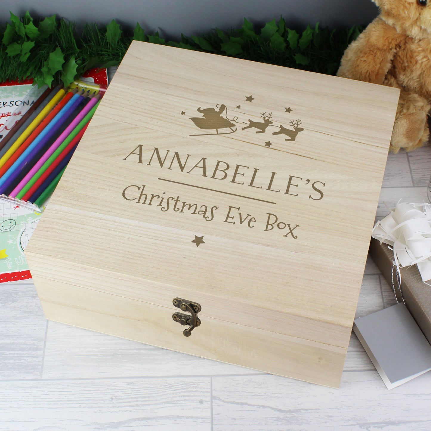 Personalised Large Wooden Christmas Eve Box