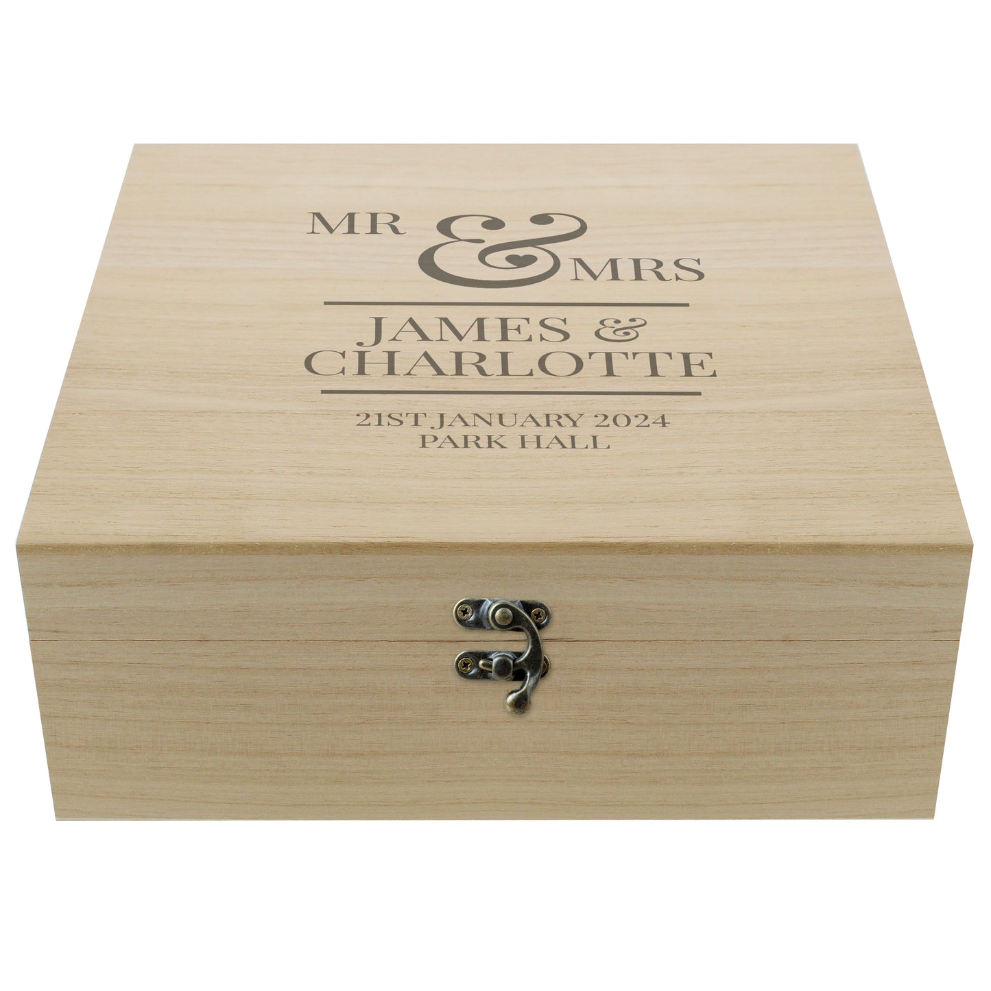 Personalised Mr & Mrs Large Wooden Keepsake Box